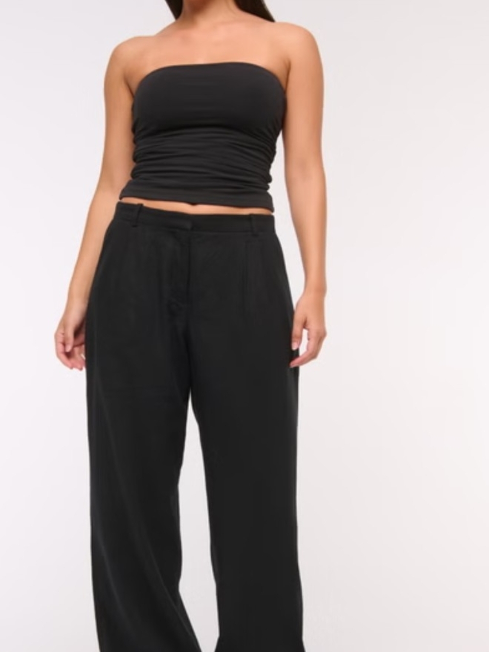 Curve Love A&F Sloane Low Rise Tailored Linen-Blend Pant